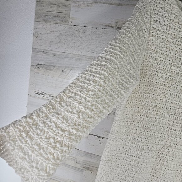 J JILL WHITE OPEN KNIT SIDE BUTTON SWEATER WOMEN'S SIZE MEDIUM 3/4 SLEEVE *EUC*. - Picture 8 of 16